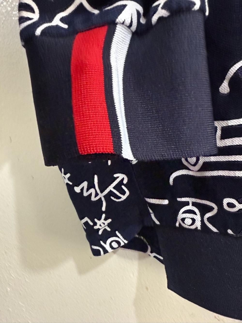 PSALTER Navy Crewneck Sweater with White Script Print and Rainbow Patch by - Picture 5 of 6